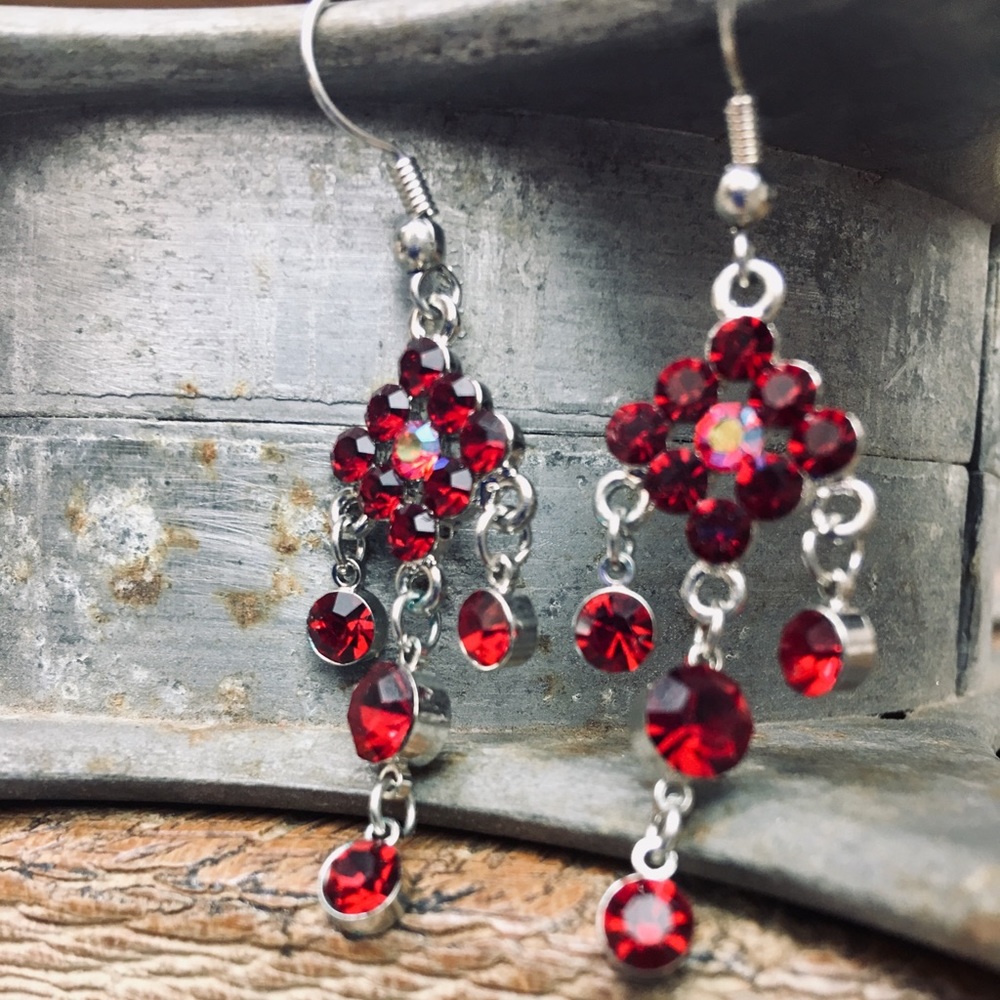 New! Classic Red Chandelier Earrings